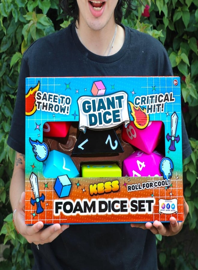 KESS Big Box Combo Set of Six Jumbo Foam Dice: One Each of D20, D12, D10, D8, D6, and D4 dice in Assorted Vibrant Colors - Image 2